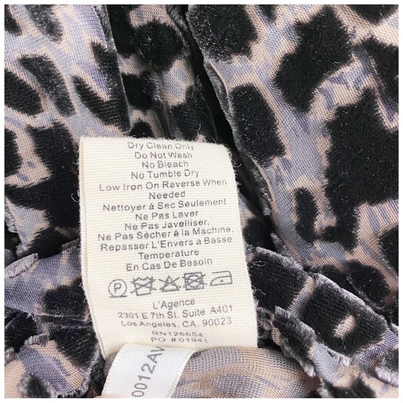 L'Agence Lydia Velvet Burnout‎ Drape Front Leopard Print Top Size Medium - Picture 10 of 11